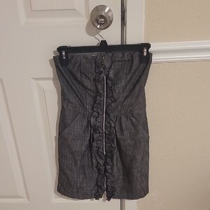 Wishes Wishes Wishes Strapless Zipper Down Dark Gray Dress